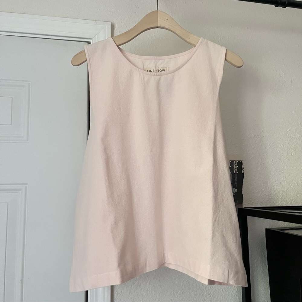 LINE + TOW‎ light pink blush recycled cotton denim lagenlook tank top